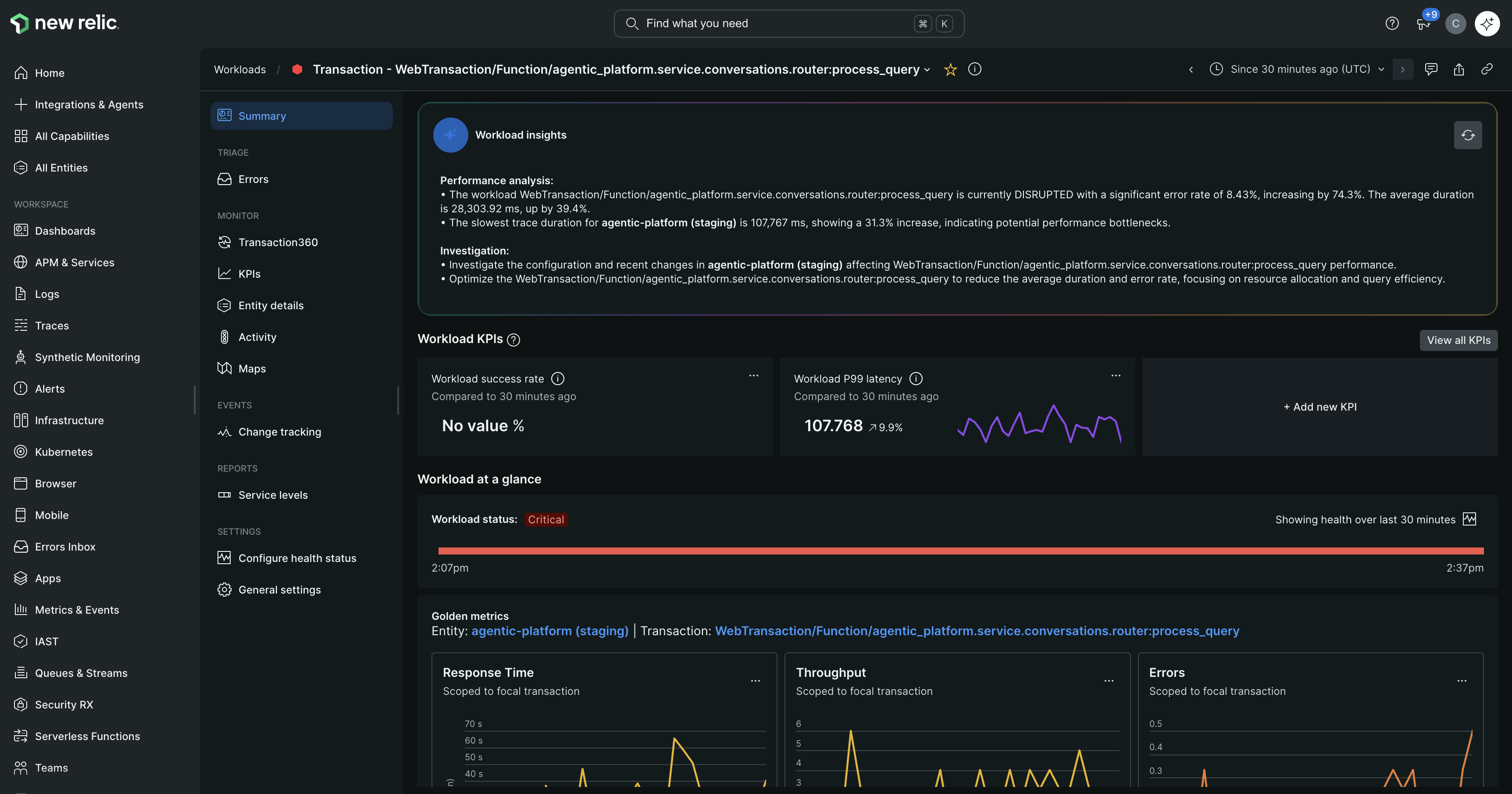 Access Intelligent Workloads Screenshot showing Workloads page with Intelligent workload filter and workload selection
