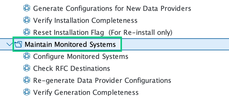 Maintain Monitored Systems A screenshot displaying the SAP maintain monitored systems