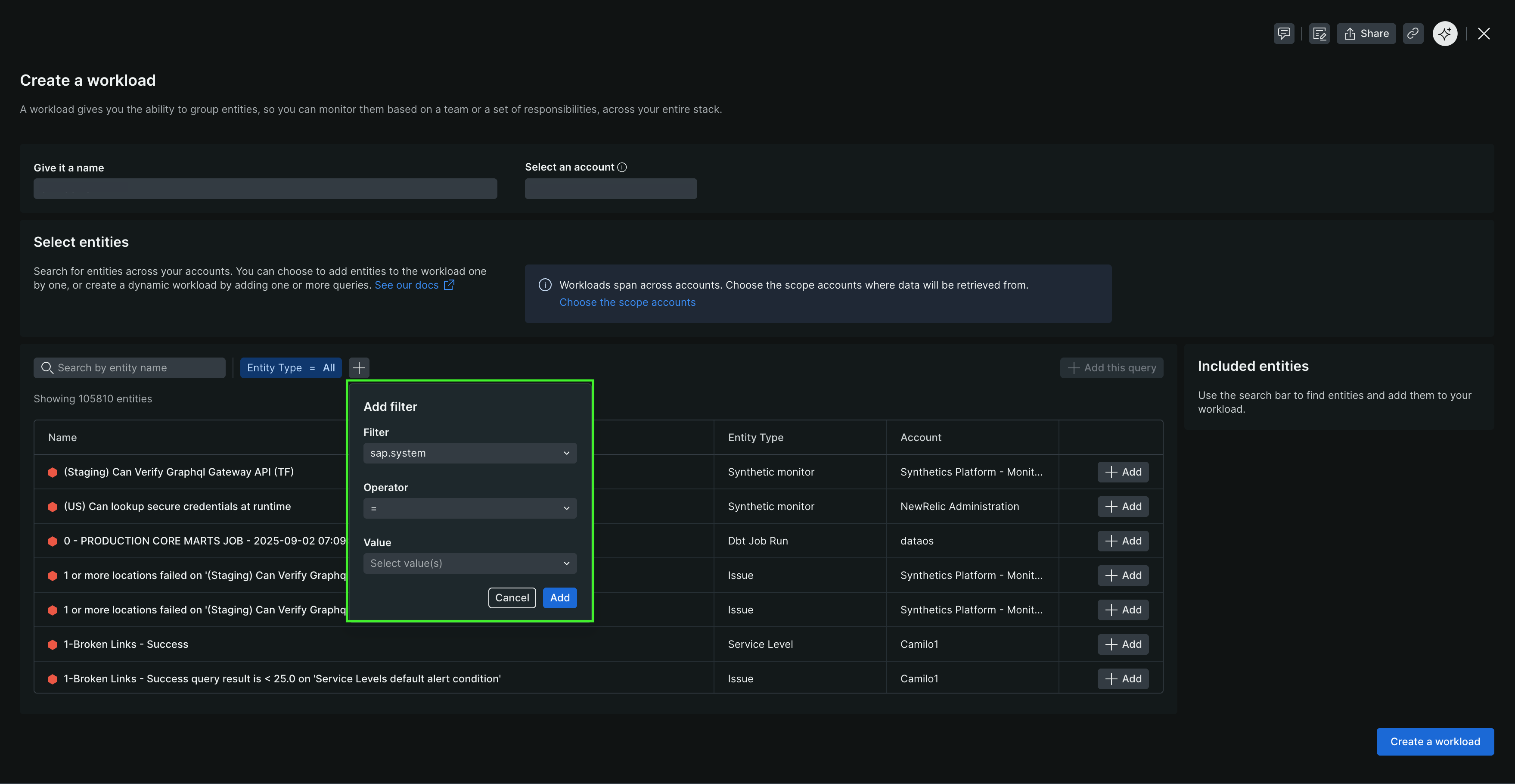 SAP System A screenshot displaying the SAP System filter