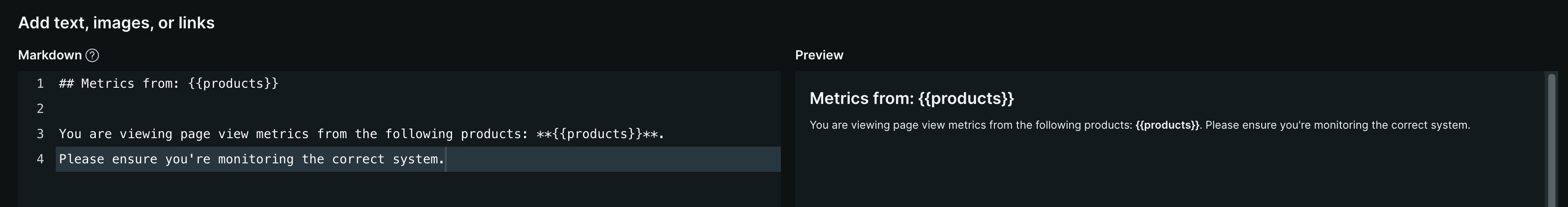 Screenshot showing the markdown text and its preview Screenshot showing the markdown text and its preview